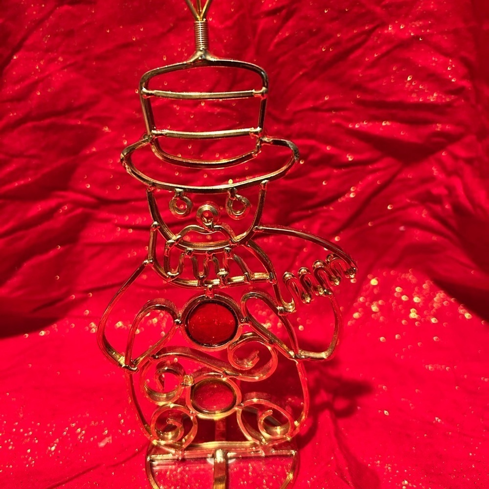 Gold Wire Snowman card or pic holder to add to your collection- preloved